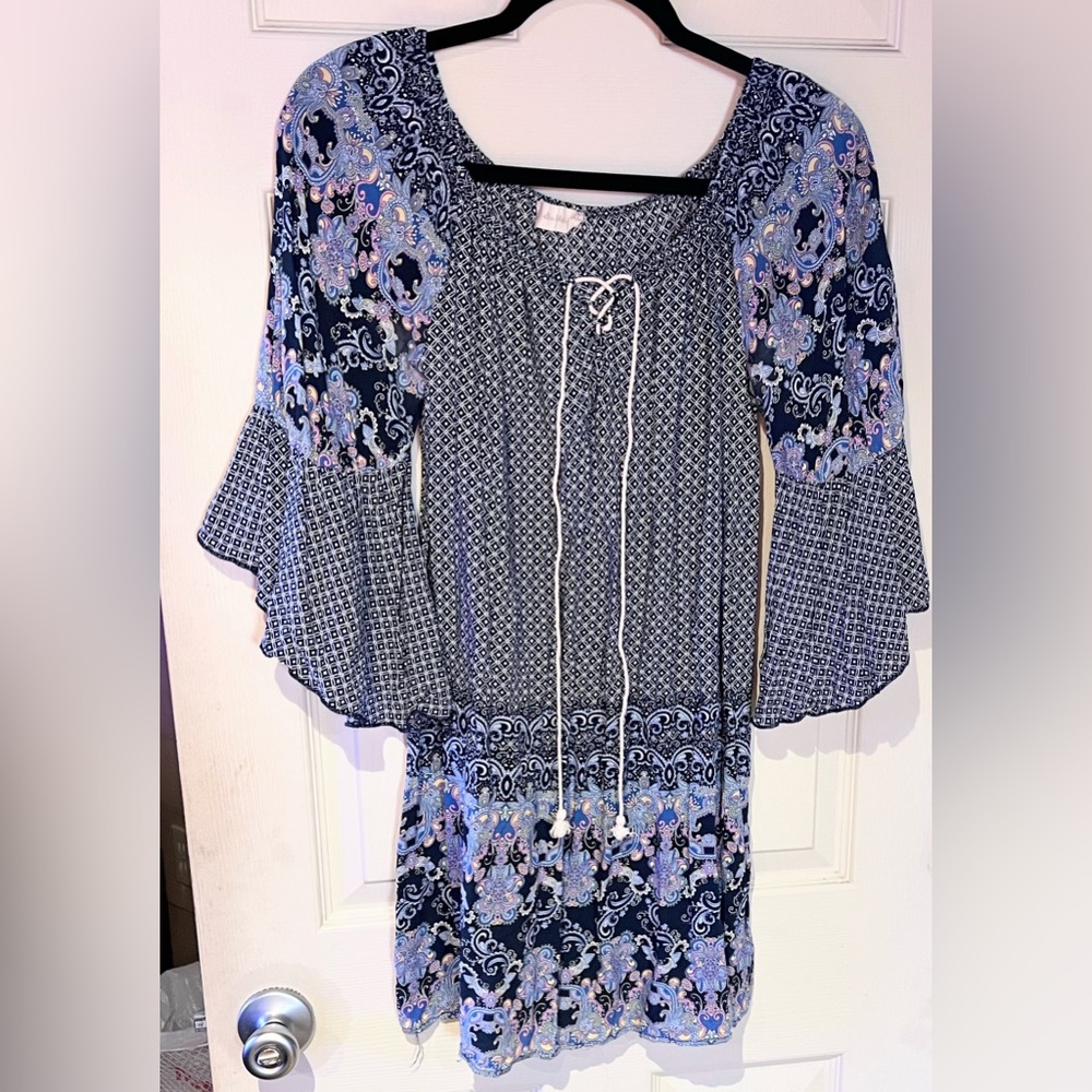 Alter’d State Boho Bell Sleeve Mini Dress Size Small